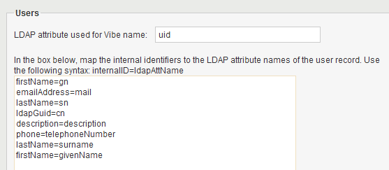 Users box on the COnfigure LDAP Synchronization page