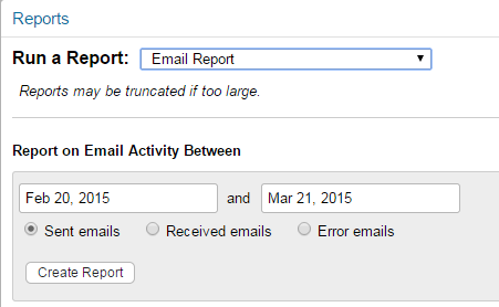 E-Mail Report page