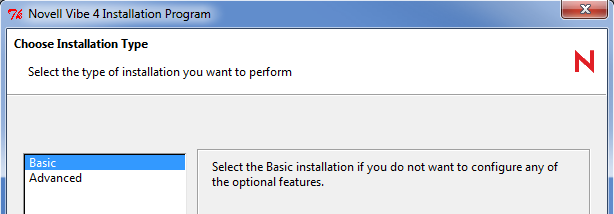 Installation Type page