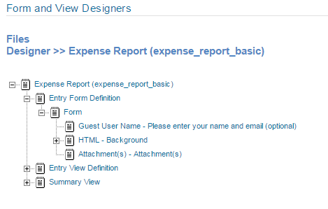 Entry Form Definition Elements