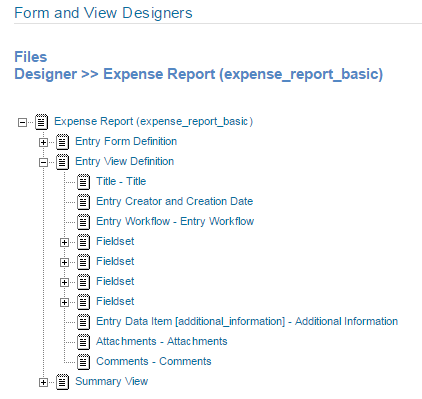 Entry View Definition Elements