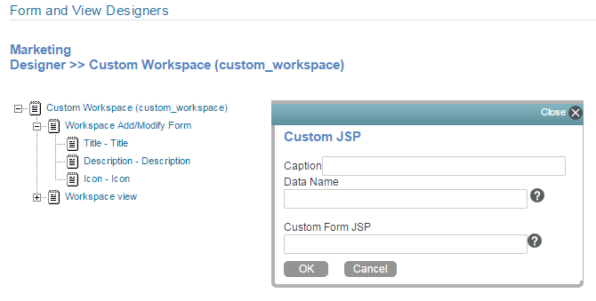 Add Custom JSP Element in Form and View Designers Tool
