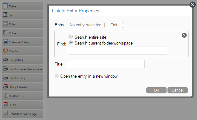 Configuring Entry Link Properties