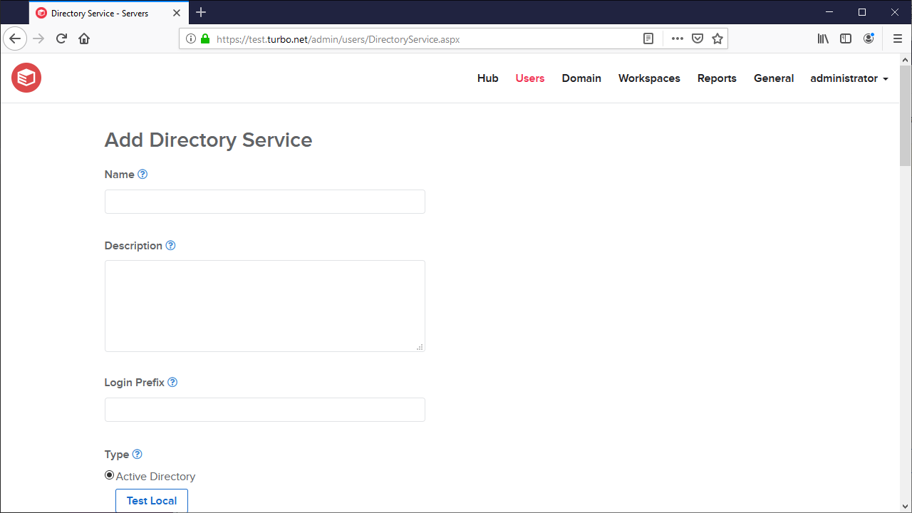 Server admin add directory service