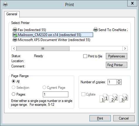 Redirected printer