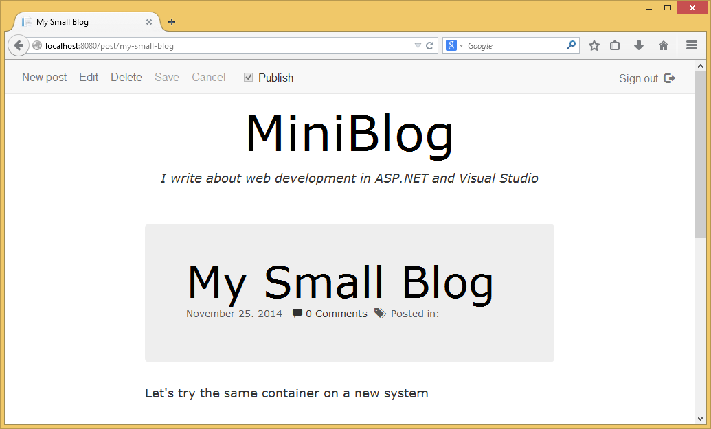 MiniBlog saved post