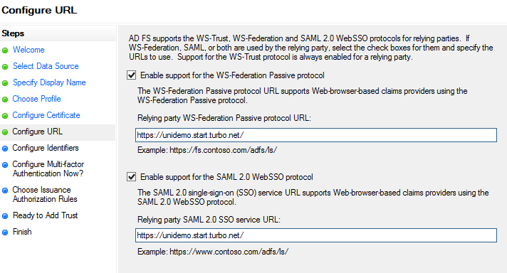 ADFS enable SAML