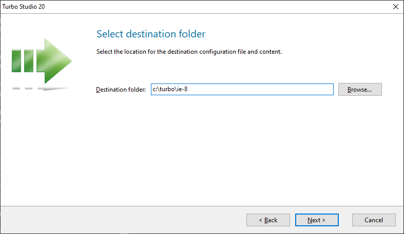 Turbo Studio Import IE Destination Folder