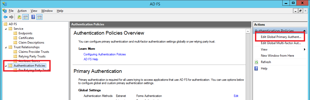 ADFS global policy
