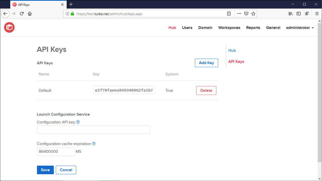 Server admin hub api keys