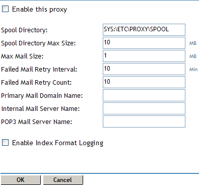 Mail proxy configuration