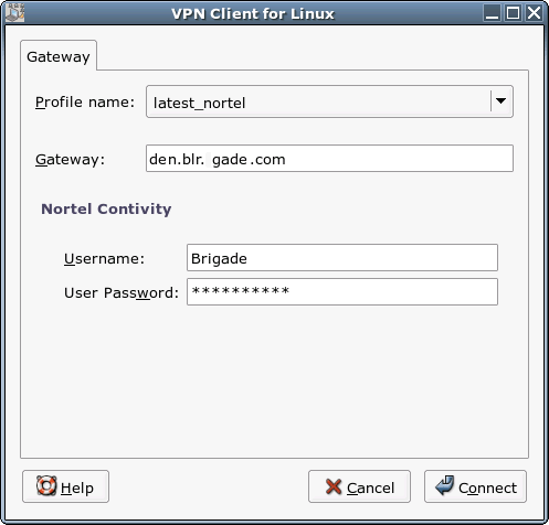 Connecting to Nortel Contivity Server