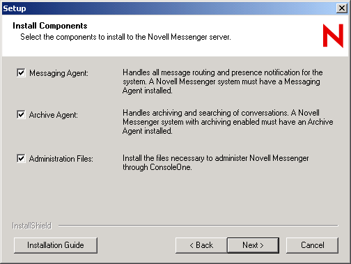 Install Components dialog box