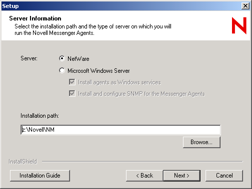 Server Information dialog box