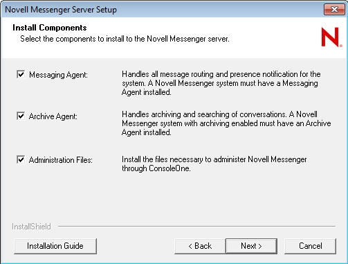 Install Components dialog box