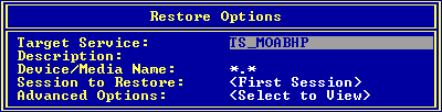 Restore Options screen