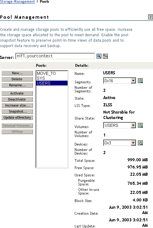 Sample Pool Management Page