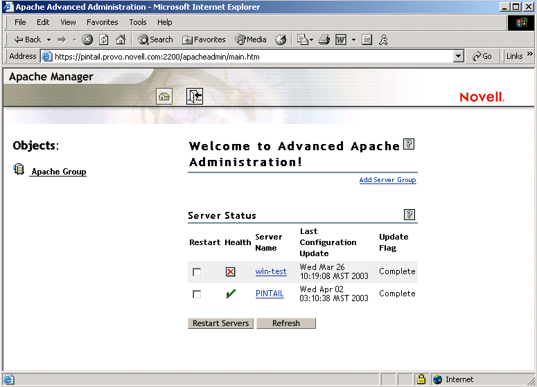 Apache Manager Advanced Administration