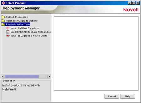 NetWare Deployment Manager option menu