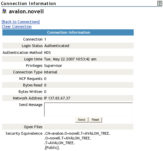 Example Detailed Connection Information