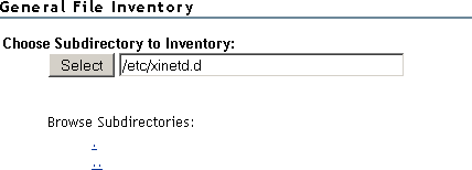 The /etc/xienetd.d subdirectory is selected for an inventory