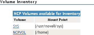 Volume Inventory default page