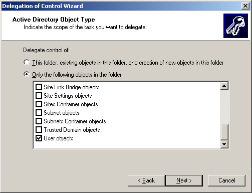 The User Objects check box