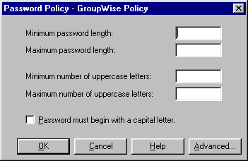 Values for a password policy