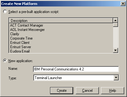 Adding IBM Personal Communications 4.2 as a new application