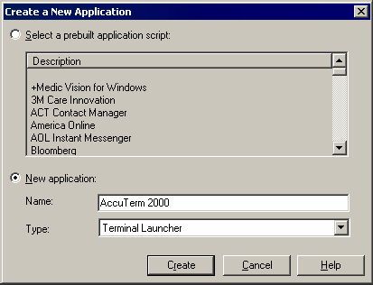 Adding AccuTerm 2000 as a new application