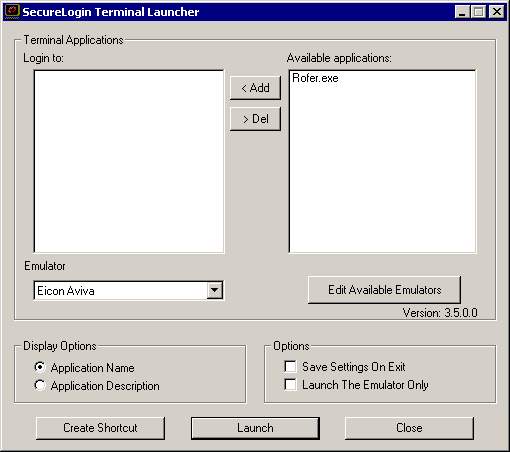 The main window for Terminal Launcher