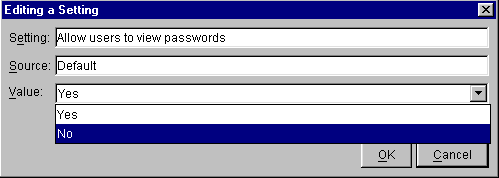 The Editing a Setting dialog box