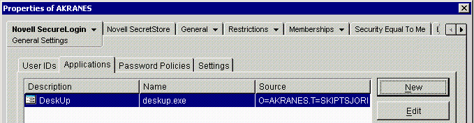 The Applications tab