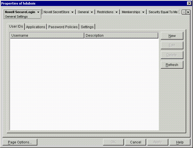 SecureLogin's main page in ConsoleOne