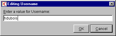 The dialog box for entering a value for a variable