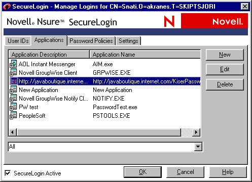 The Applications page