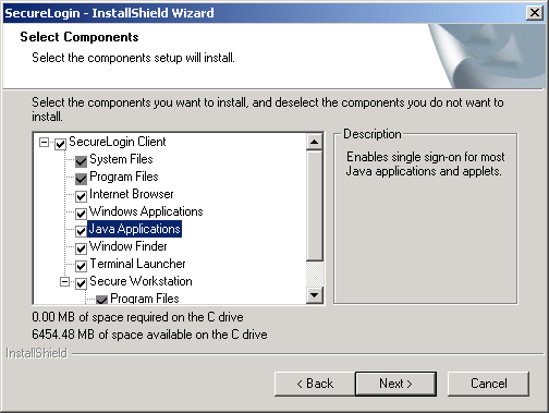The Java Applications option