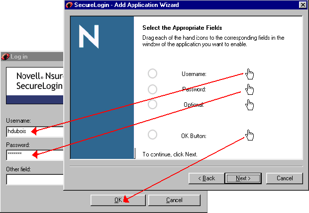 Selecting login fields