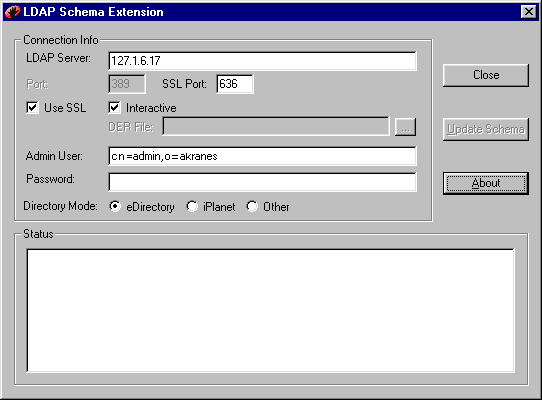 The LDAP Schema Extension dialog box