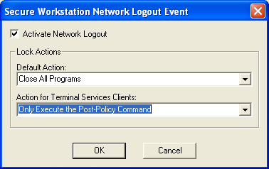 Network logout event dialog box