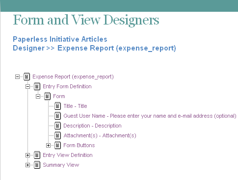 Entry Form Definition Elements