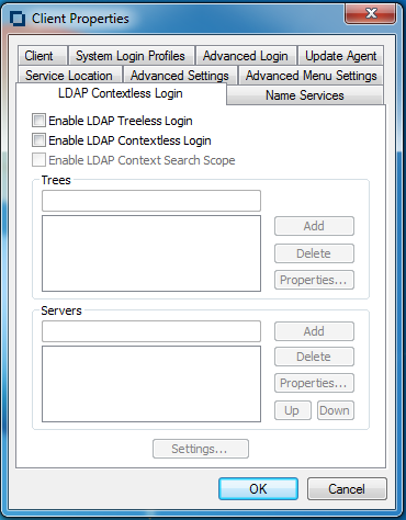 LDAP Contextless Login Property Page