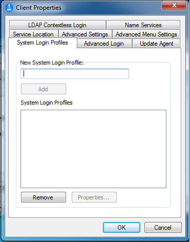 Client Properties dialog box