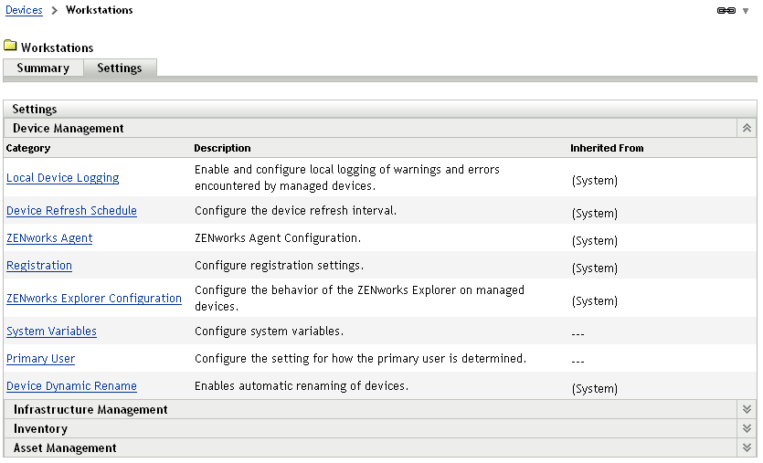 Workstations Settings Page