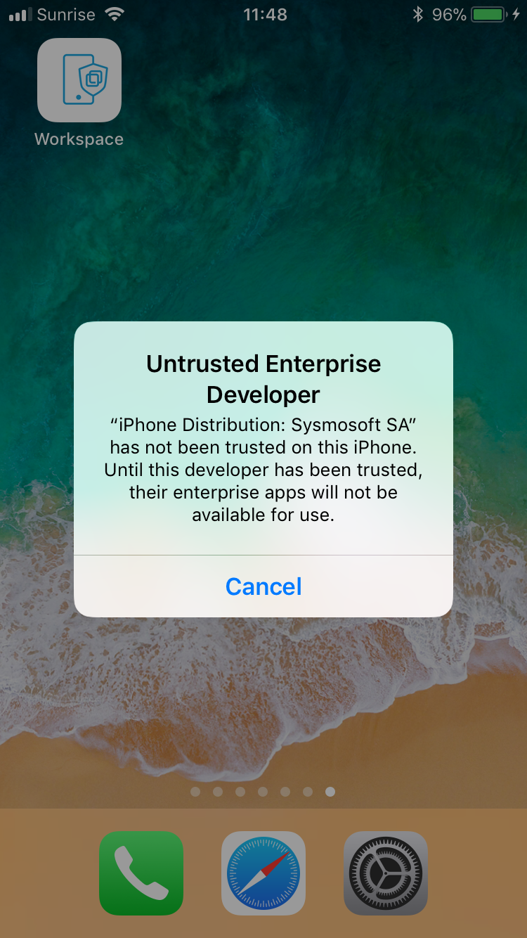 iOS need to trust enterprise certificate