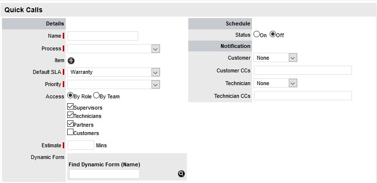 Quick Call Documentation Group Templates