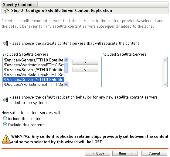 Configure Satellite Server Content Replication Page
