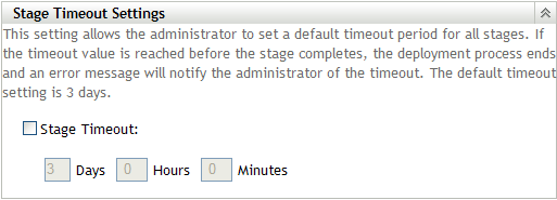 Stage Timeout Settings panel