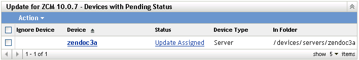 Status by Device page for devices with Pending status