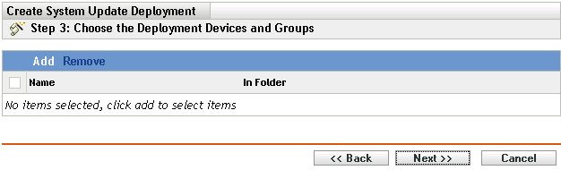Choose the Deployment Devices and Groups wizard page